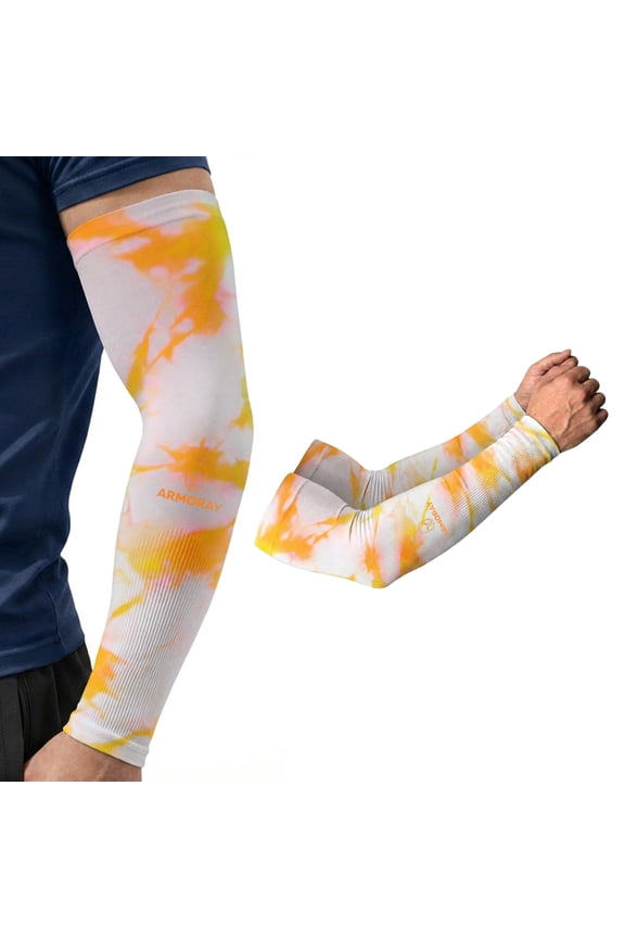 Arm Sleeves for Men & Women UV Protection Athletic Arm Sleeves, Orange