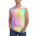 thumbnail image 2 of Lsque Fish Scale Print Men's Cotton Blend Sleeveless Muscle Shirts (S-3XL)- Moisture Wicking, Odor Protection, UPF 30+,X-Large, 2 of 8