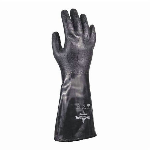 Showa Chemical Resistant Gloves,M,14" L,Blk,PR 3416-09