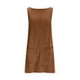 thumbnail image 4 of Women Dresses Under $10! Xqxayjr Women's Corduroy Overall Dress Round Neck A Line Skirtall Jumper Mini Dress Pinafore with Pockets, 4 of 7