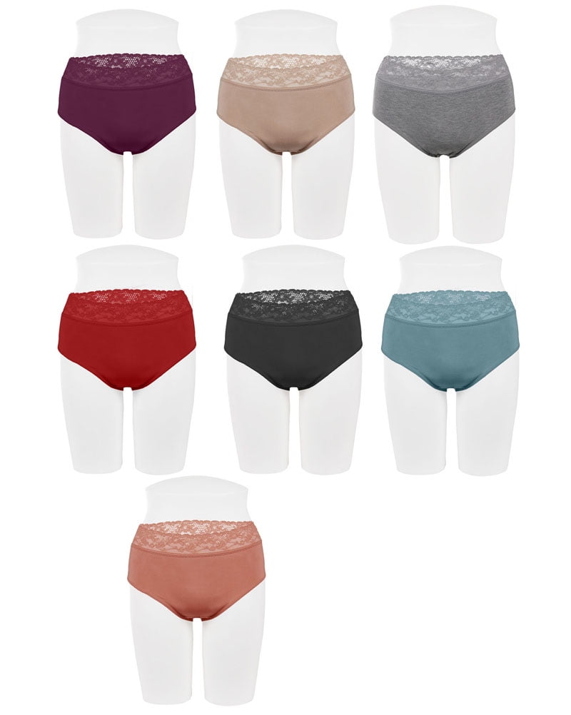 Ladies Super Soft Rayon Brief Panties Lace Trimmed Openings 12 Piece