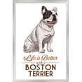 thumbnail image 1 of Boston Terrier - Life is Better - White Background - Lantern Press Artwork (24x36 Giclee Art Print, Gallery Framed, Silver Wood), 1 of 1
