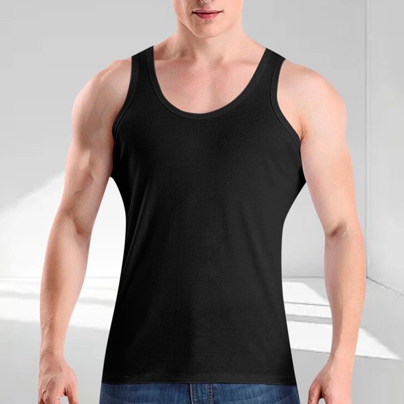 Jyeity Mens Tank Top Cotton Breathable Crew Neck Tank Top, Sporty Gym Casual Tank Tops