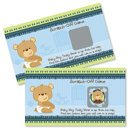 Baby Boy Teddy Bear - Party Game Scratch Off Cards - 22 Count