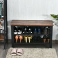 thumbnail image 2 of Gymax 3-Tier Shoe Rack Industrial Shoe Bench with Storage Shelves for LivingRoom Brown, 2 of 4