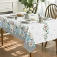thumbnail image 2 of Fall Tablecloth 60x84 Inch Rectangular, Thanksgiving Autumn Harvest Watercolor Flowers and Pumpkins Blue Table Cover for Party Picnic Dinner Decor, 2 of 6