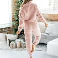 thumbnail image 4 of Idoravan Women Sets Clothing Clearance Womens Long Sleeve Solid Plush Tank Tops Set Elastic Waist Long Pants, 4 of 9