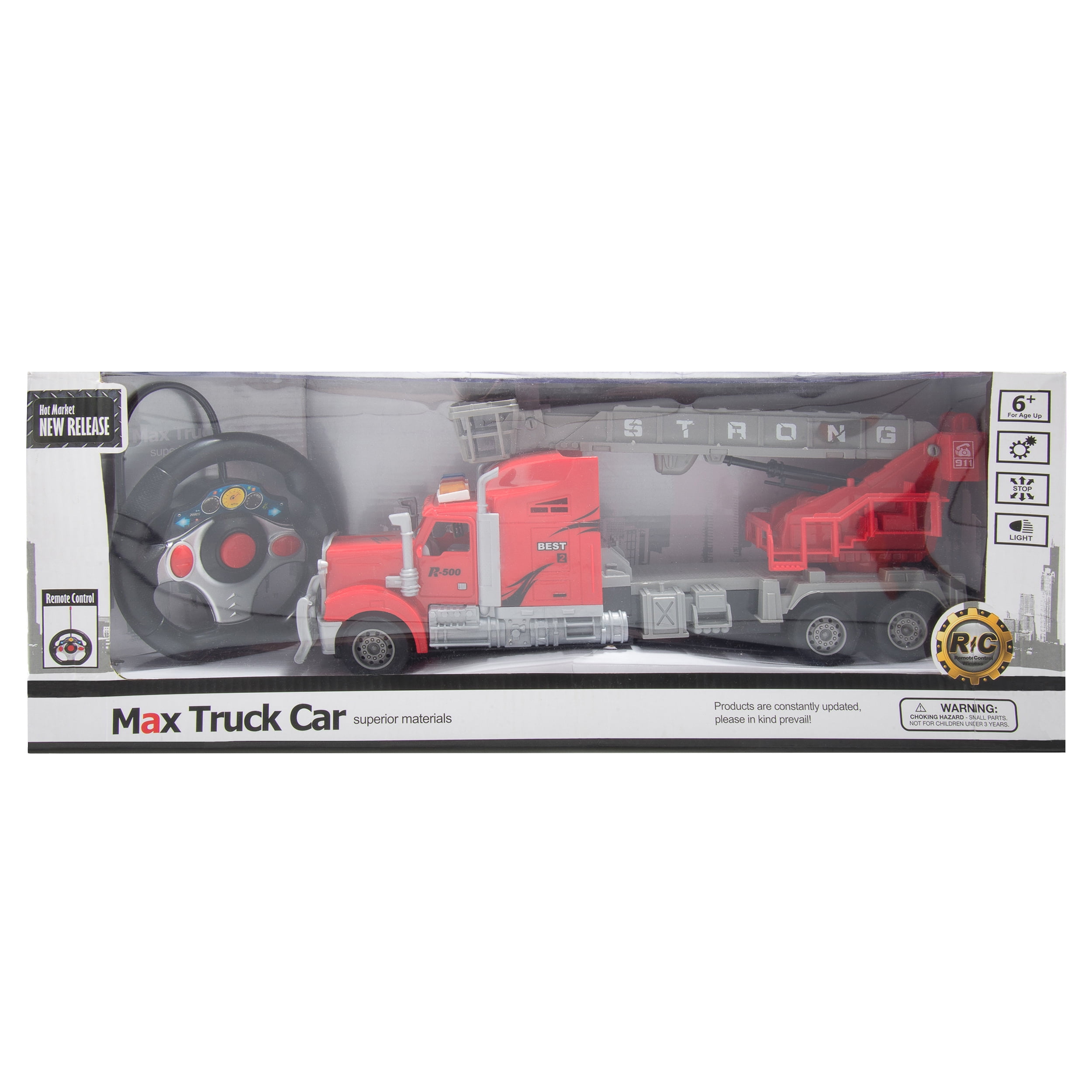 Remote Control 1:15 Scale Big Rig Truck featuring Rotating Crane and Basket with Authentic Sounds, Flashing Lights, and Functional Doors for Kids
