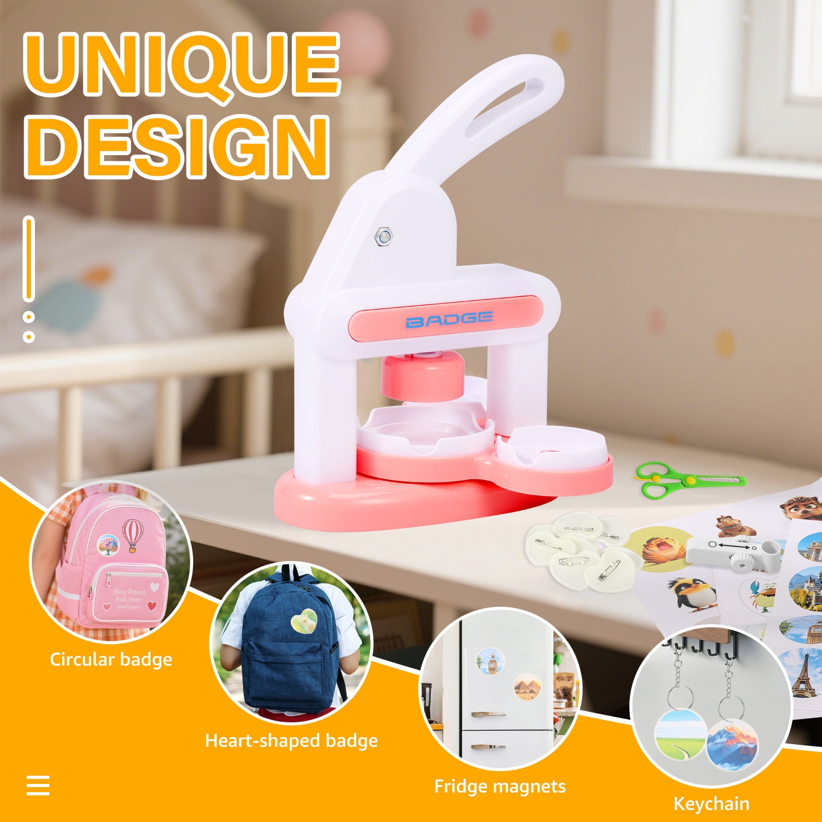 ABS Badge Making Kit Cultivate Creativity Pin Maker Kit Foster Hand On Skill Badge Maker Machine Add Fun DIY Machine for Children