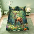 thumbnail image 5 of meiyoeat Jungle Animal Elk Bed Sheets For Girls,Colorful Cute Flowers Full Size Sheets For Kids,4-Piece, 5 of 6