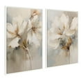 thumbnail image 3 of Kate and Laurel Sylvie Beaded Abstract Botanical Floral Linen Painting 1 and 2 Vintage Framed Canvas Wall Art Set by The Creative Bunch Studio, 2 Piece Set 23x33 White, Simple Floral Art for Wall, 3 of 7