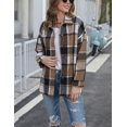 thumbnail image 4 of HSHDLDF Womens Casual Plaid Shacket Button Down Long Sleeve Shirt, 4 of 5