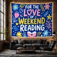 thumbnail image 6 of Weekend Reading Quote With Flowers, Playful Illustration Style for Book Lovers, Literary Wall Decor, Graduation Gift, Tapestry Wall Hanging for Bedroom and Reading Nook, 6 of 7