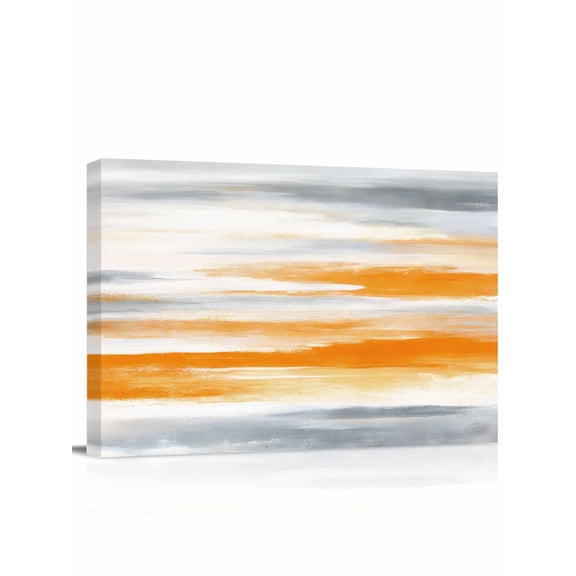 Orange Gray White Wall Art for Living Room,Canvas Picture Wall Decor for Bathroom Bedroom,Farmhouse Abstract Ombre Texture Painting Artwork for Office Kitchen Hallway Dining Room Home Decor 16"x20"