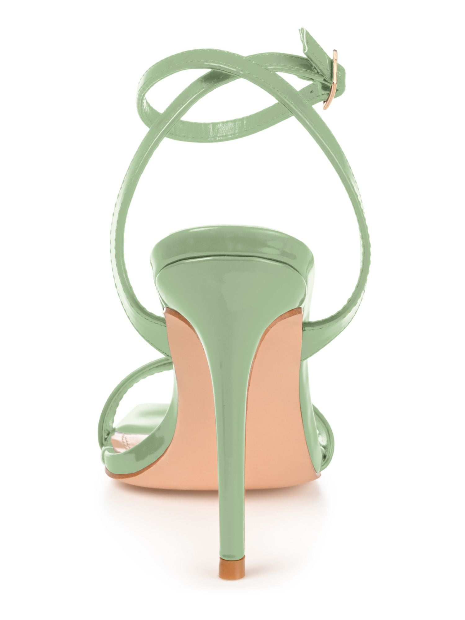 JOURNEE COLLECTION Womens Green Padded Dorian Square Toe Stiletto Buckle Heeled Sandal 8.5