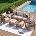 thumbnail image 2 of ELPOSUN 5-Piece Patio Furniture Set, All-Weather Open-Weave Wicker Outdoor Conversation Set, Thick Waterproof Cushions, for Garden and Backyard, Yellow & White, 2 of 10