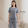 thumbnail image 5 of Conjunto de ropa de dormir de seda de hielo para hombre, ropa holgada informal fina de manga corta para el hogar, camisón ligero y cómodo de verano para parejas, 5 of 5