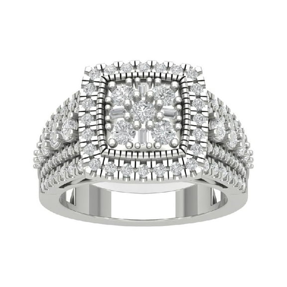 Araiya 14K White Gold Diamond Halo Ring for Women (1 1/2 cttw, I-J Color, I2-I3 Clarity), Size 7