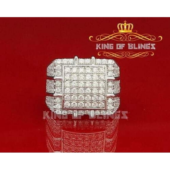 King of Bling's 925 Sterling Silver Men 4.00CT CZ Ring Adjustable Size 8.5-10.5