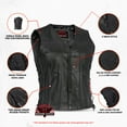 thumbnail image 2 of Renegade Classic Women's Faux Leather Biker Vest – V-Neck Design with Side Laces and Interior Utility Pockets, 2 of 10