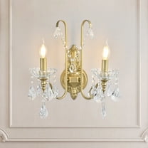 Ganeed Modern Wall Sconces, Gold Wall sconces Gold Crystal Wall Light, 2-Light Dimmable Candle Wall Light, Wall Lamp for Bathroom,Hallway, Staircase, Living Room(E12 Base, 40 Watt)