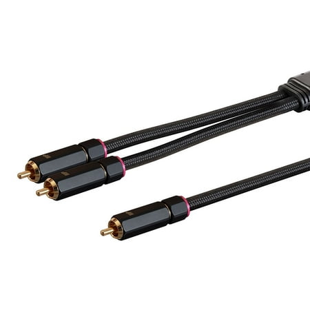 UPC: 0889028122136 | Monoprice Audio Cable – 6 Feet – Black | RCA to 2 RCA Pigtail Cable  Male to Male  Gold Plated Connectors  Double Shielded With Copper Braiding – Onix Series