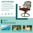 thumbnail image 2 of MEETWARM 2 Piece Patio Dinning Swivel Chairs Rocker, Outdoor All-Weather Cast Aluminum Chairs, Patio Bistro Dining Chair Set with Cushions for Garden Deck Backyard, Chili Red, 2 of 7
