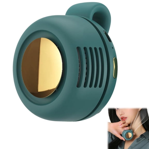 Mini Bladeless Clip-on Fan, 3-Speed Portable Waist Fan, USB Rechargeable, Green