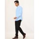 thumbnail image 4 of Camisas de manga larga sólidas para hombres Camisas de vestir ajustadas con cuello de punto y botones Azul claro L Unique Bargains Camisa, 4 of 6
