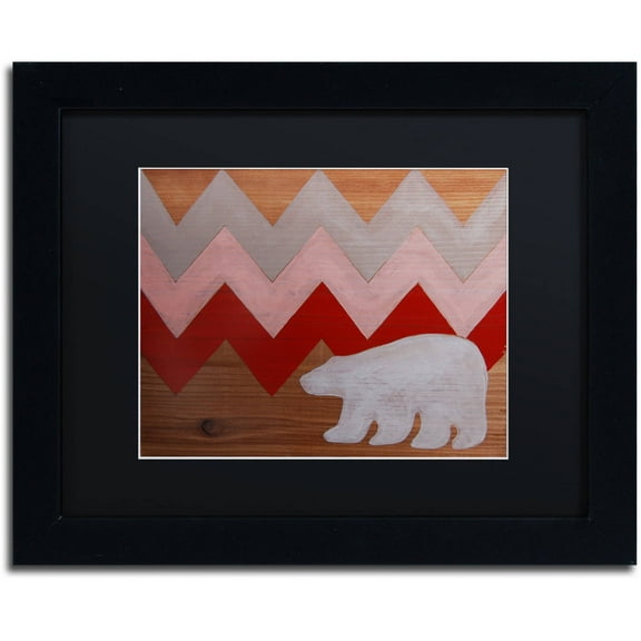 Trademark Fine Art "Polar Bear Red" Canvas Art by Nicole Dietz Black Matte, Black Frame