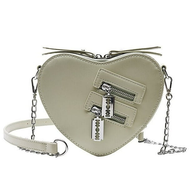LHSHID Gothic Heart Blade Zipper Chain Crossbody Bags for Women Girl Casual Shoulder Purses and Handbags Techwear Summer Wallet Goth