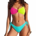 thumbnail image 2 of NMMUED Womens 2 Piece Bikini Sets Cheeky High Cut Bathing Suit Color Block Textured U-wire Swimsuits 2026 Yellow XXL, 2 of 4
