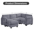 thumbnail image 2 of ZRIANG Modular Sectional Sofa, L Shaped Corduroy Sofa Couch, Modular Sectionals with Ottomans, 5 Seat Sofa Couch with Chaise for Living Room Bedroom, Dark Gray, 2 of 6