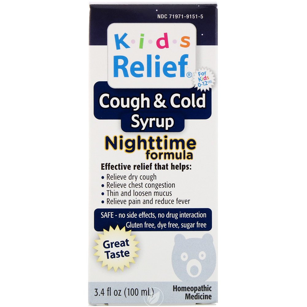 Kids Relief Cough & Cold Syrup Nighttime 3.4 Ounce, Pack of 2