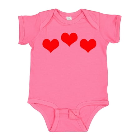 

Inktastic 3 Red Hearts Boys or Girls Baby Bodysuit