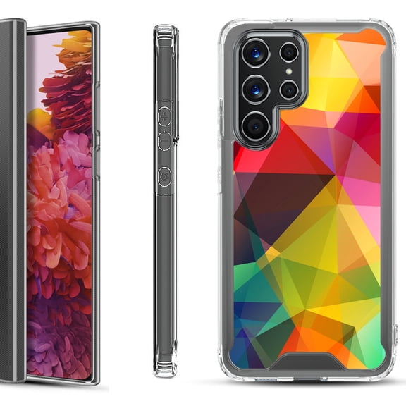 Shockproof Bumper Phone Case for Samsung Galaxy S22 Ultra 5G, by OneToughShield ® - Polygon