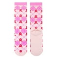 thumbnail image 3 of TeeHee Novelty Knitted Half Cushion Cotton Crew Socks (9-11, Pink Ribbon 3), 3 of 4