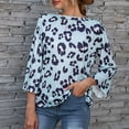 thumbnail image 3 of Blusa de manga acampanada Informal Estampado de leopardo Elegante Ajuste holgado Cuello redondo Blusas sueltas, 3 of 6