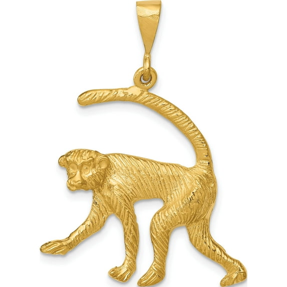 14K Yellow Gold Monkey Charm (37 X 26) Made In United States c1166