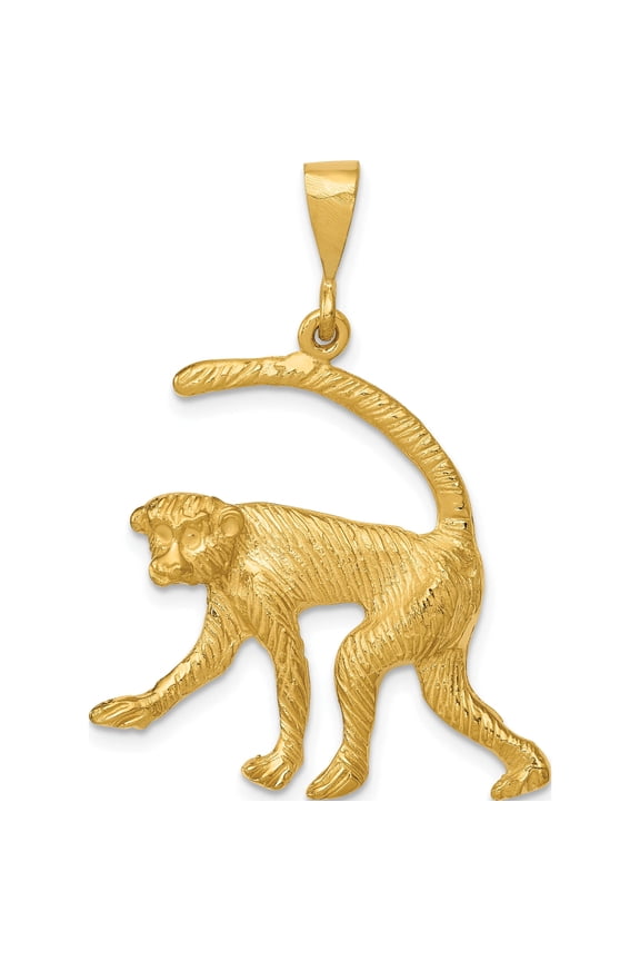 14K Yellow Gold Monkey Charm (37 X 26) Made In United States c1166