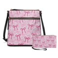 thumbnail image 2 of Yuyamidu Pink Bow Crossbody Bag Purse Set for Women, PU Leather 2 Pieces Handbag Sling Bag with Adjustable Shoulder Strap, Matching Wallet, Ideal for Holiday Gatherings, Daily Use, 2 of 8