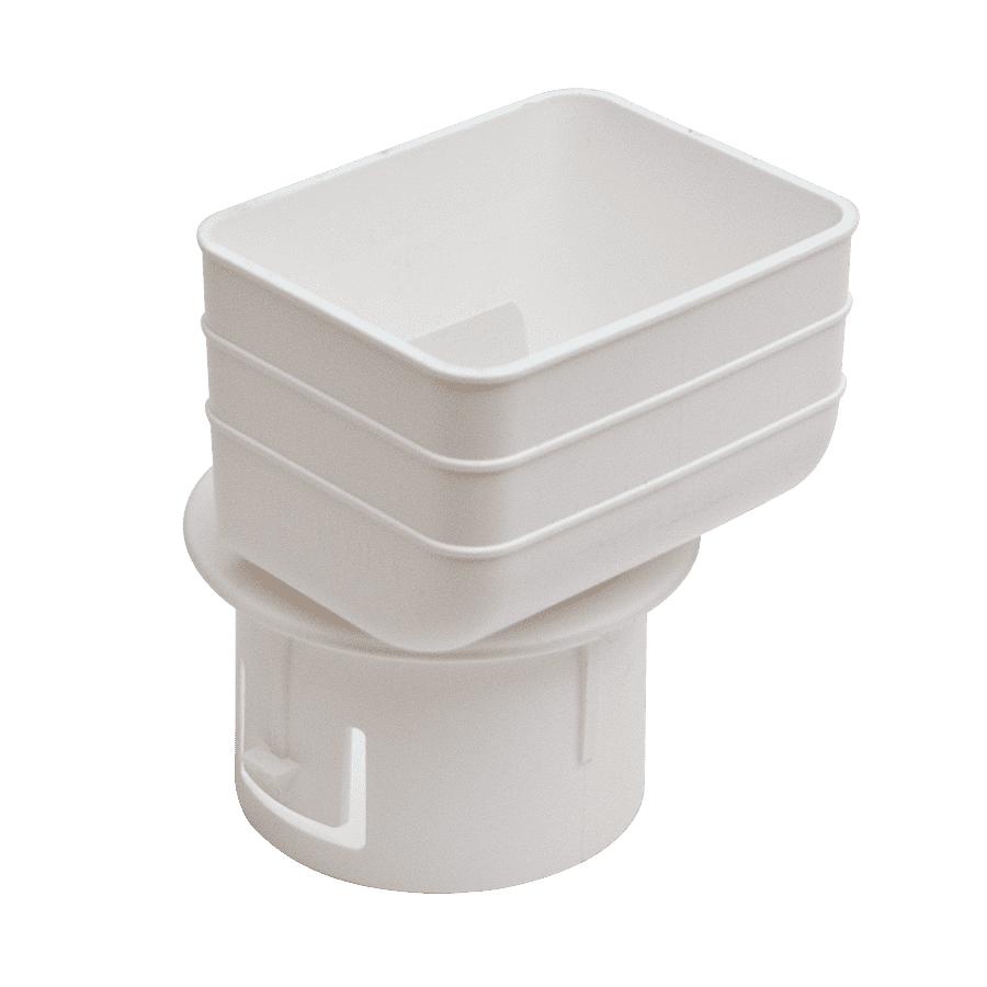 2x3x3 Universal Downspout to Drain Pipe Adapter, White