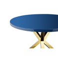 thumbnail image 4 of Benjara Emi 47 Inch Dining Table, Round Navy Blue Lacquer Top, X Twisted Gold Legs, 4 of 5