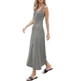 thumbnail image 4 of INSPIRE CHIC Striped Midi Dress for Women Summer Ribbed Knit Bodycon Sleeveless Tank Dresses XS Black, 4 of 6