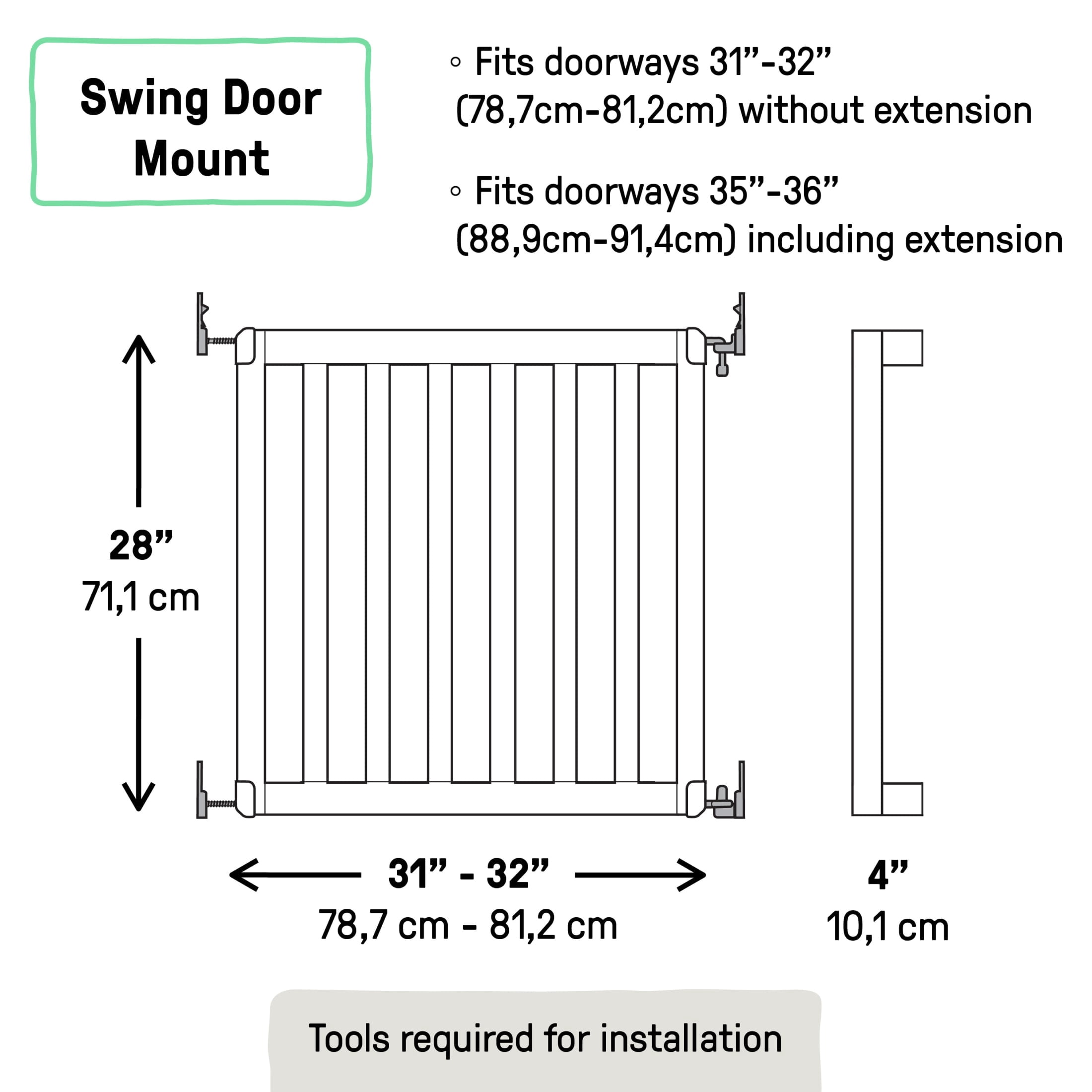 Ingenuity The Doorway 36S Series Custom Collection Pet and Baby Gate, Natural Wood Ready for Paint or Stain, Openings from 30-36" Wide, Ages 6-24 Months