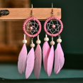 thumbnail image 4 of Women Earrings Bohemian Style Hoop Fake Feather Drop Earrings Dangle Earrings, 4 of 10