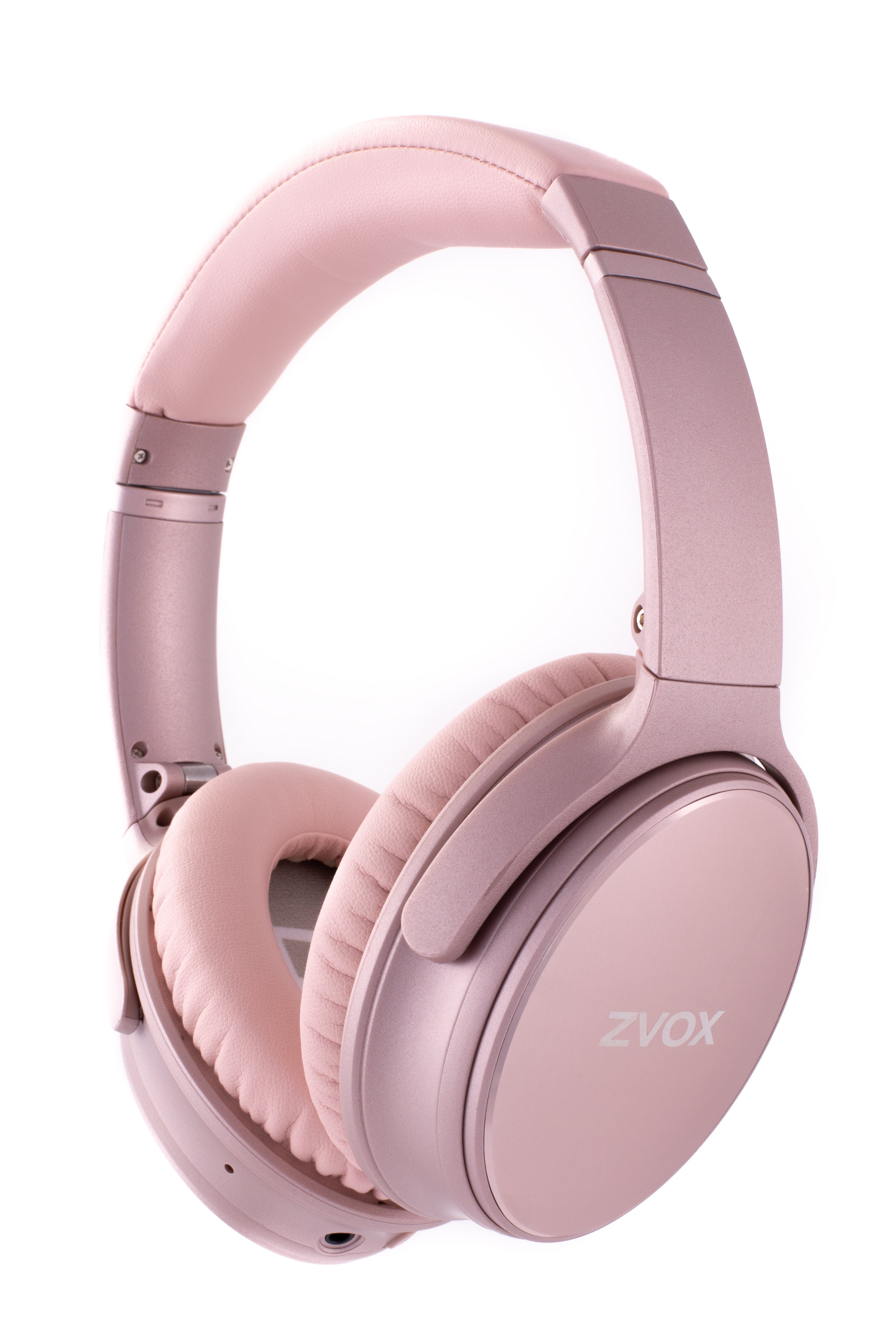 ZVOX AV50 Noise Cancelling Over Ear Bluetooth Headphones, Rose Gold