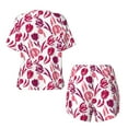 thumbnail image 5 of Lsque Tulips Flowers Women's Short-Sleeved Pajama Set - 2 Piece Soft and Lightweight Sleepwear Set-Medium, 5 of 9