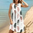 thumbnail image 3 of Amzcrzy Women's Summer Beach Dresses Short Sleeve Crew Neck Hollow Sundress Floral Boho Plus Size Dresses Casual Summer Basic T Shirt Dress with Pockets S-3XL, 3 of 9