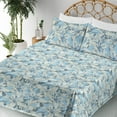 thumbnail image 3 of Ambesonne Jungle Flowers Fitted & Flat Sheet with Shams 4 Pcs Set, Lily Flowers Pattern, Calking, Pale Azure Blue Pale Grey, 3 of 5